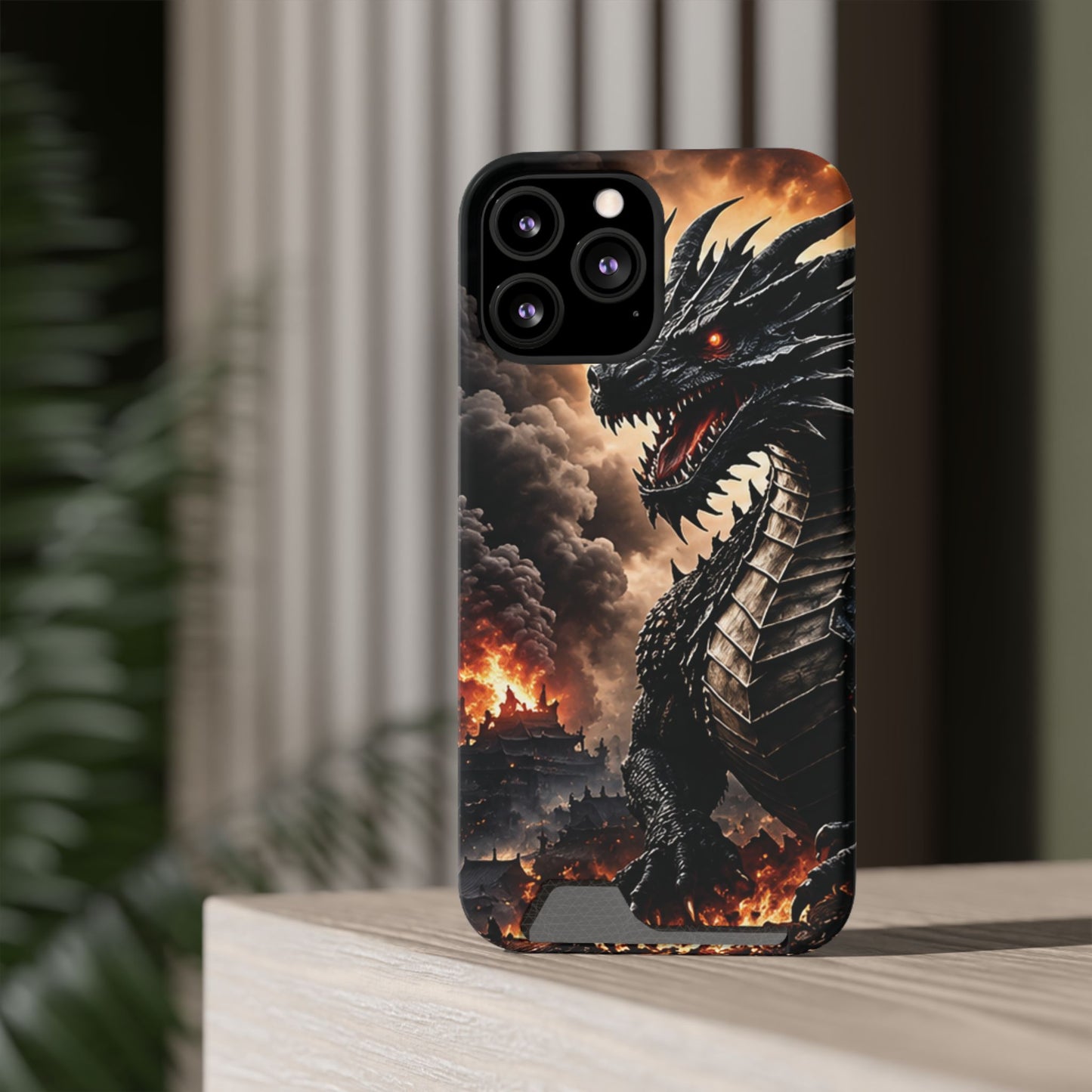 Ashen Dominion™ Dragon iPhone Case with Card Holder