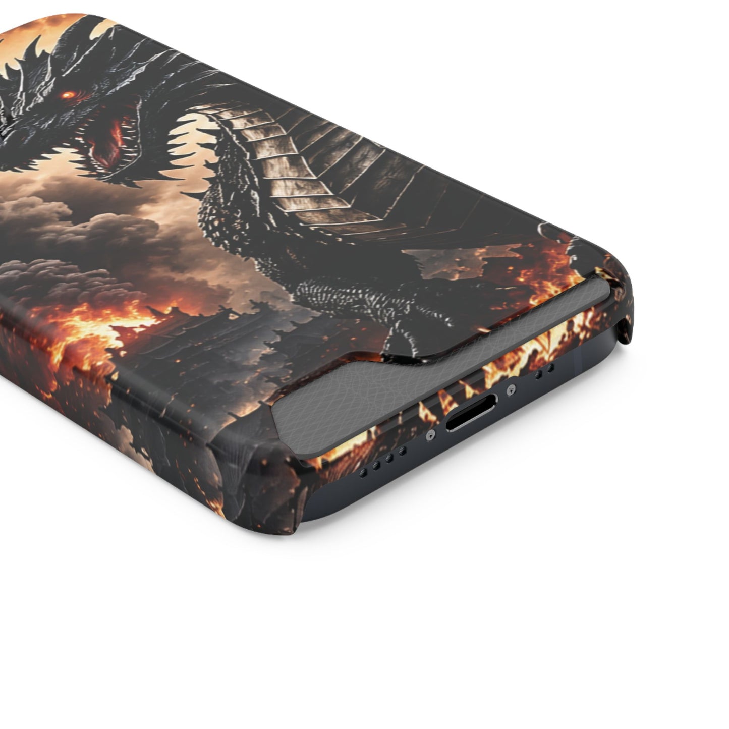 Ashen Dominion™ Dragon iPhone Case with Card Holder