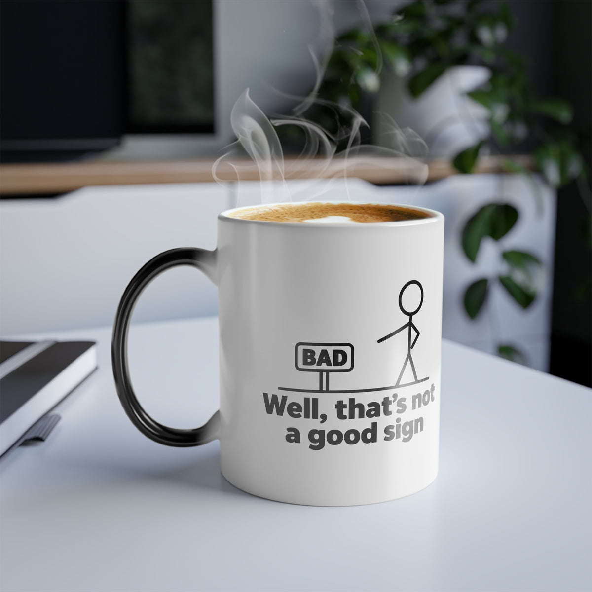 Bad Sign™ Color Morphing Coffee Mug – Funny Heat-Reveal Mug, 11oz