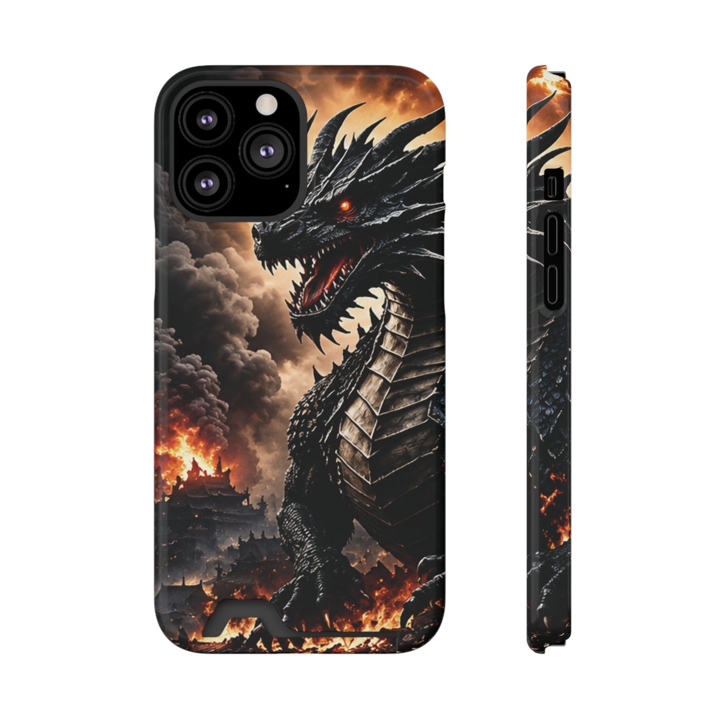 Ashen Dominion™ Dragon iPhone Case with Card Holder