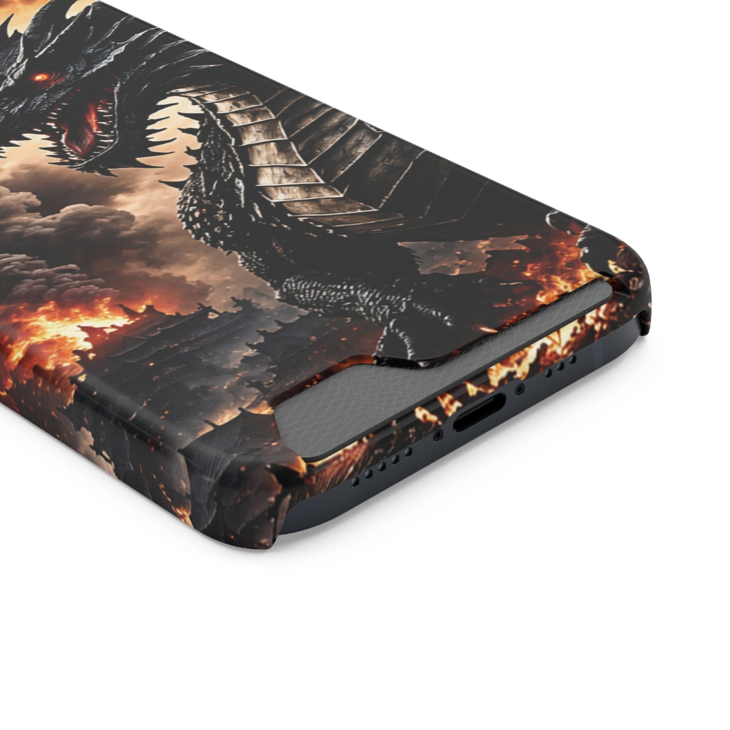 Ashen Dominion™ Dragon iPhone Case with Card Holder