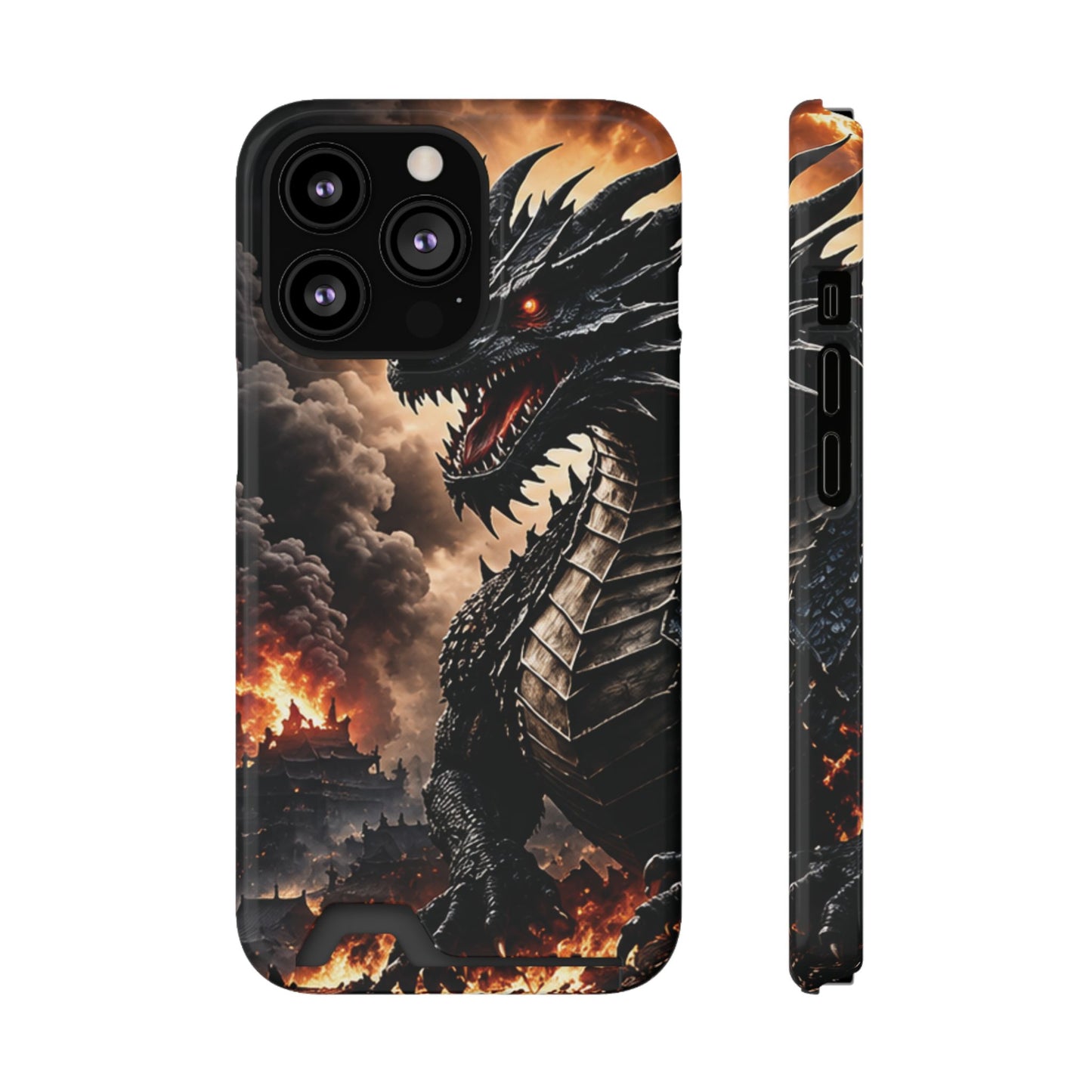 Ashen Dominion™ Dragon iPhone Case with Card Holder