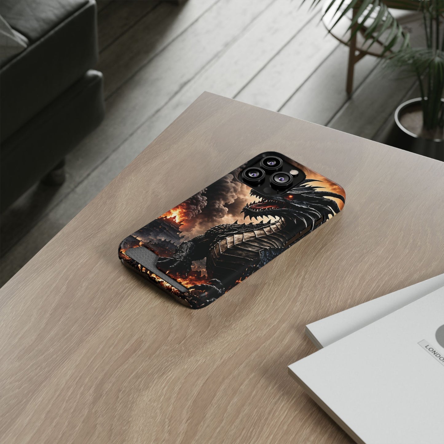 Ashen Dominion™ Dragon iPhone Case with Card Holder