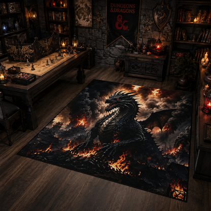 Ashen Dominion™ Dragon Washable Area Rug