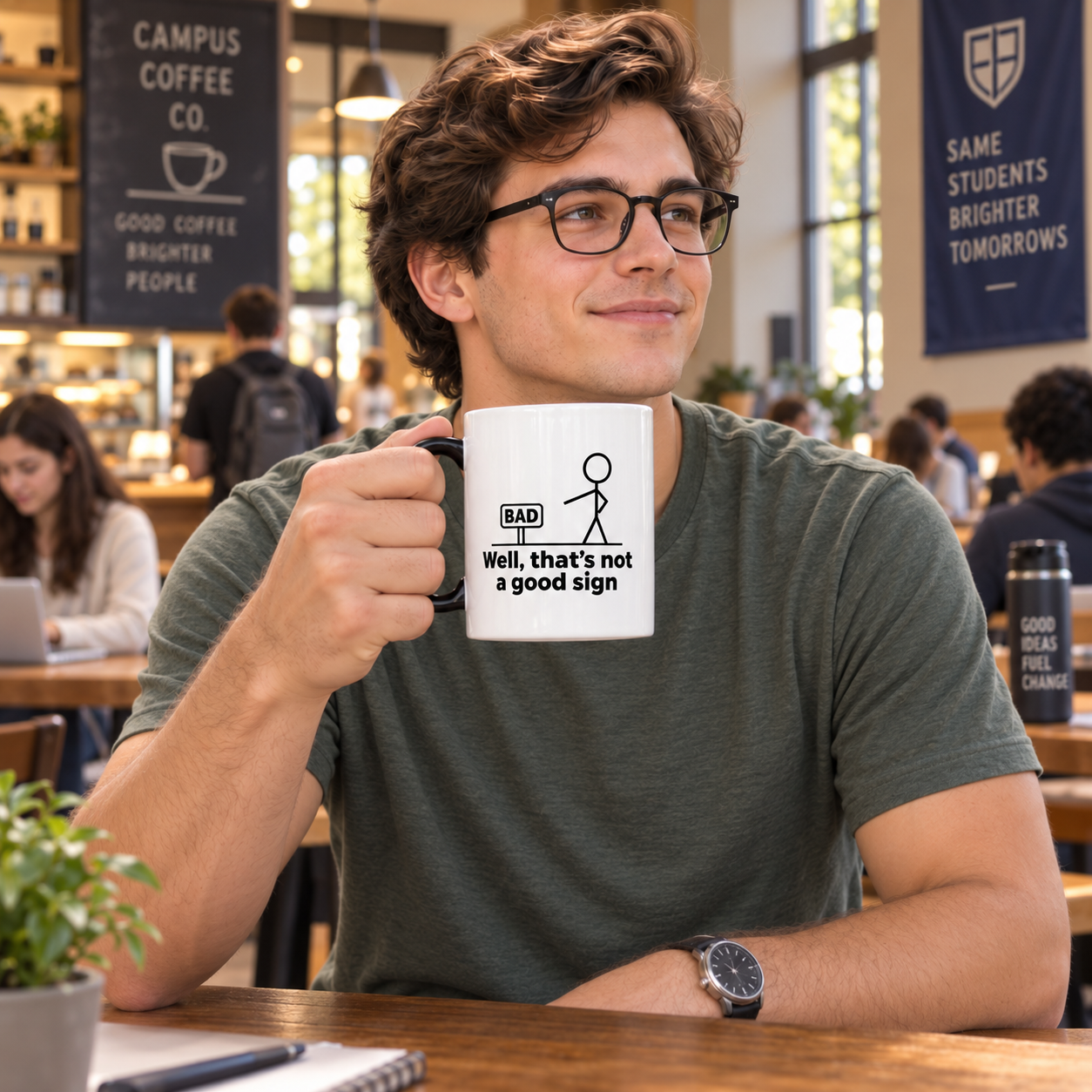 Bad Sign™ Color Morphing Coffee Mug – Funny Heat-Reveal Mug, 11oz