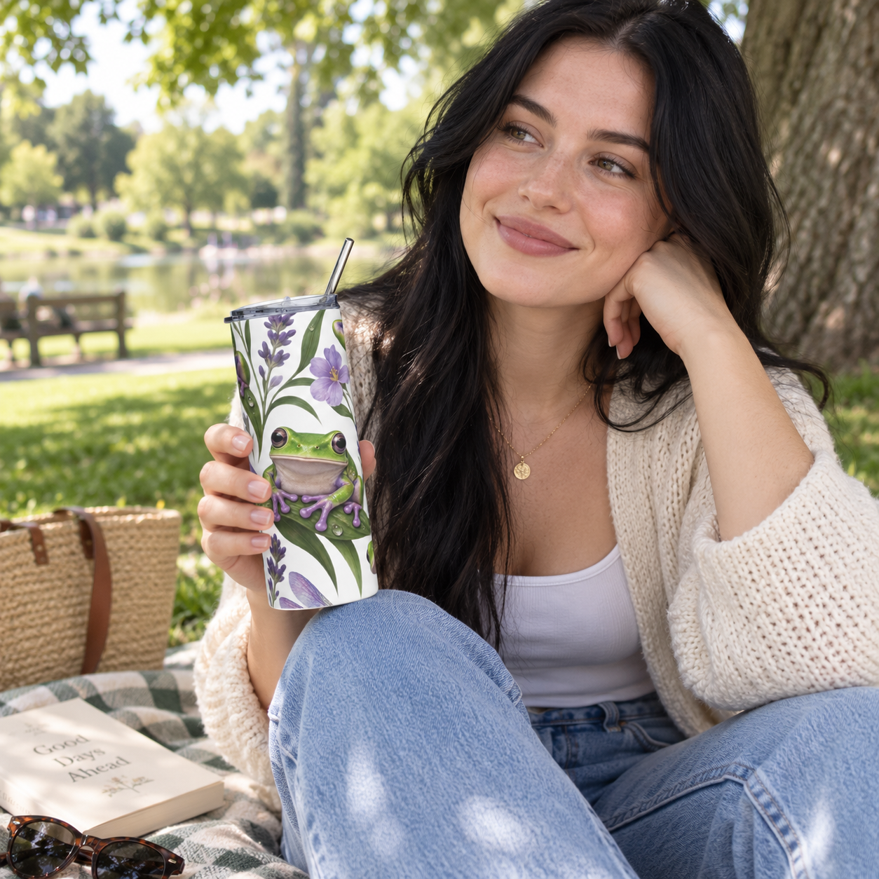Lavender Leap™ Frog & Lavender Stainless Steel Tumbler – 20 oz